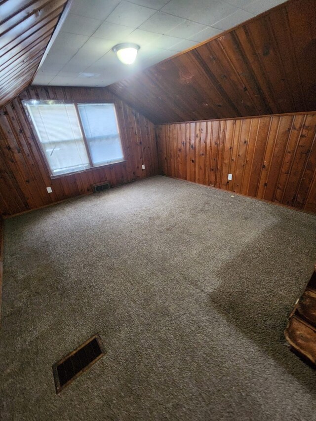 8428 Rosemont Ave, Detroit, MI 48228 - bonus room with wood walls, carpet flooring, and lofted ceiling