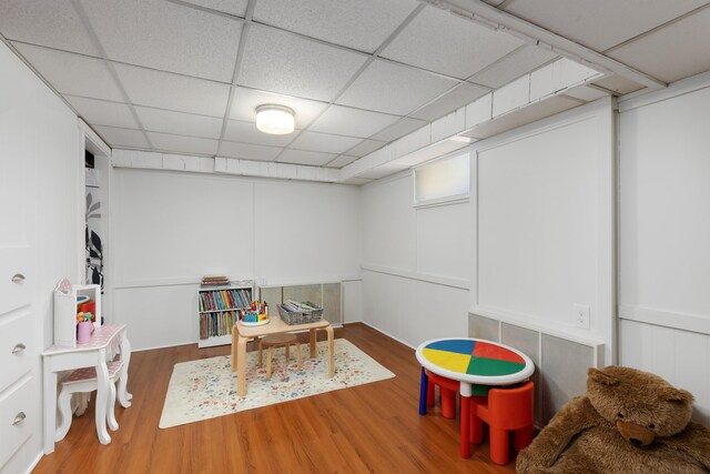 212 W Mckay St, Saline, MI 48176 - rec room featuring wood finished floors and a drop ceiling