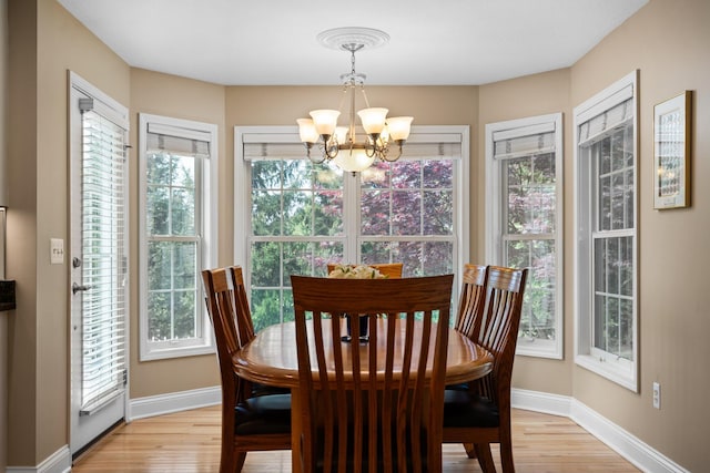 1433 Bicentennial Pkwy, Ann Arbor, MI 48108 - dining area featuring a chandelier, light wood-style floors, healthy amount of natural light, and baseboards