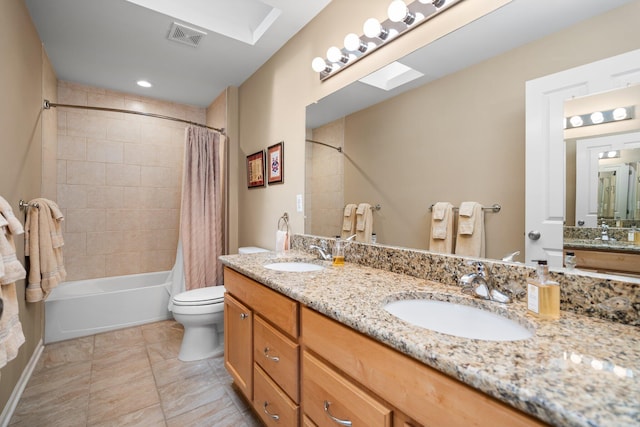 1433 Bicentennial Pkwy, Ann Arbor, MI 48108 - bathroom with toilet, shower / bathtub combination with curtain, and double vanity