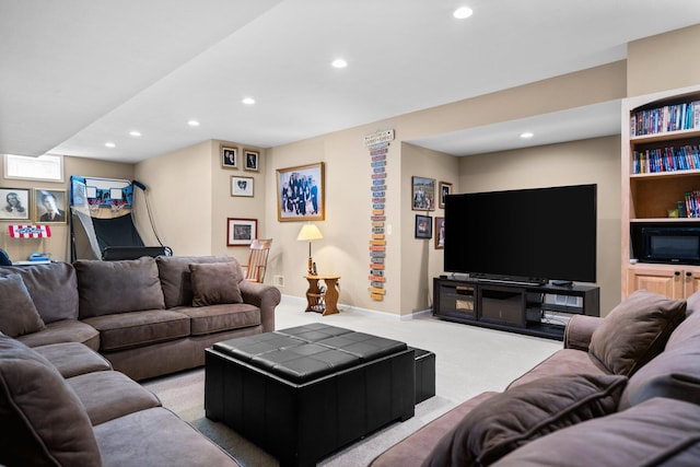 1433 Bicentennial Pkwy, Ann Arbor, MI 48108 - living room featuring carpet floors, recessed lighting, and baseboards