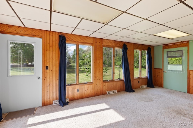 601 N Occidental Rd, Tecumseh, MI 49286 - unfurnished room featuring healthy amount of natural light, wood walls, and carpet floors