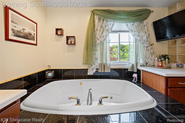 2449 Woodvale Trl, Brighton, MI 48114 - bathroom featuring a jetted tub and vanity