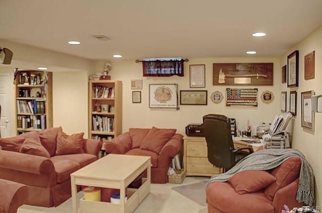 9299 Parkland Dr, Ypsilanti, MI 48197 - living room with recessed lighting and a desk
