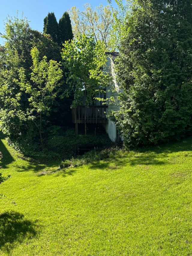 8610 N Waumegah Rd, Clarkston, MI 48348 - view of grassy yard featuring a deck