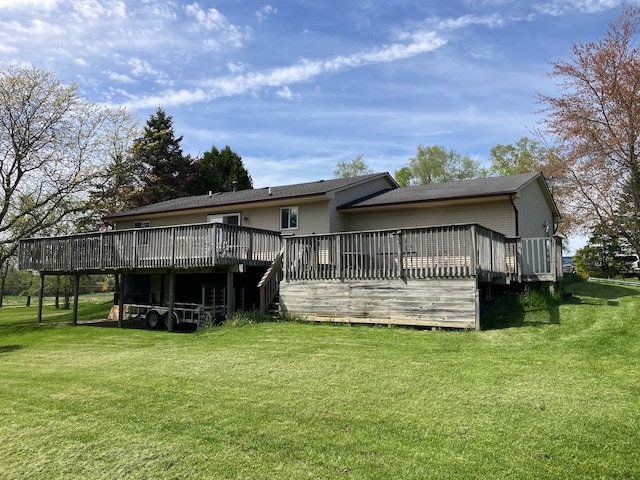 11300 Hegel Rd, Goodrich, MI 48438 - back of property featuring a wooden deck and a yard