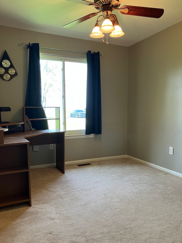 11300 Hegel Rd, Goodrich, MI 48438 - unfurnished office featuring ceiling fan, carpet flooring, and baseboards