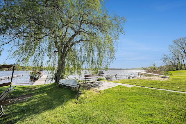 3309 Dumont Lake Dr, Allegan, MI 49010 - view of grassy yard with a water view and a dock