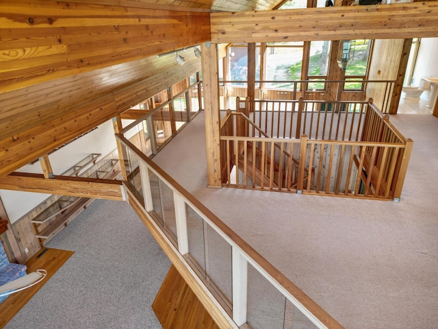 14427 Acorn Cove Trl, Battle Creek, MI 49017 - stairs featuring carpet and wooden walls