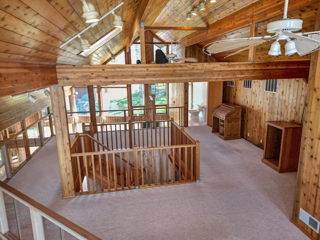 14427 Acorn Cove Trl, Battle Creek, MI 49017 - bonus room featuring wood walls, carpet, and wood ceiling