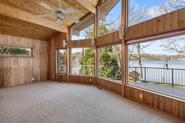 14427 Acorn Cove Trl, Battle Creek, MI 49017 - unfurnished sunroom featuring a water view and vaulted ceiling