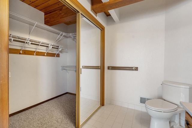 14427 Acorn Cove Trl, Battle Creek, MI 49017 - bathroom featuring toilet, a spacious closet, baseboards, and vanity