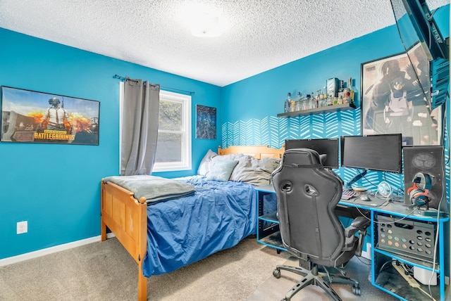 144 Westshore Dr, Jerome, MI 49249 - carpeted bedroom featuring a textured ceiling and a desk