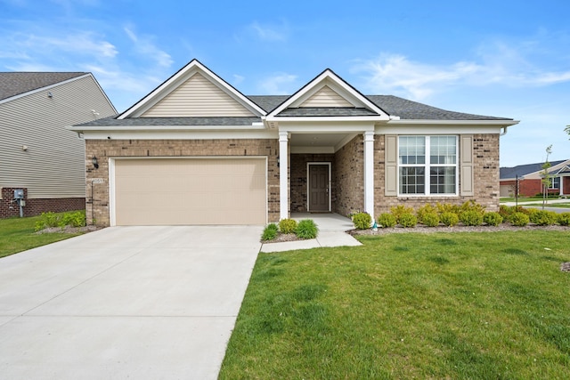 4051 Colfax Ct, Canton, MI 48188 - view of front facade featuring a front lawn, concrete driveway, brick siding, a garage, and roof with shingles