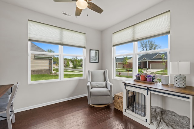 4051 Colfax Ct, Canton, MI 48188 - sitting room featuring plenty of natural light, wood finished floors, ceiling fan, and baseboards