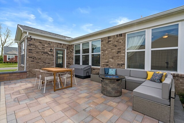 4051 Colfax Ct, Canton, MI 48188 - view of patio with an outdoor living space with a fire pit