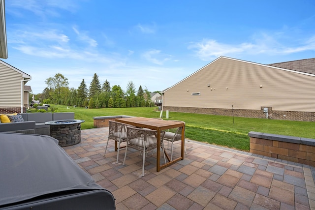 4051 Colfax Ct, Canton, MI 48188 - view of patio with a fire pit, outdoor dining area, and a grill