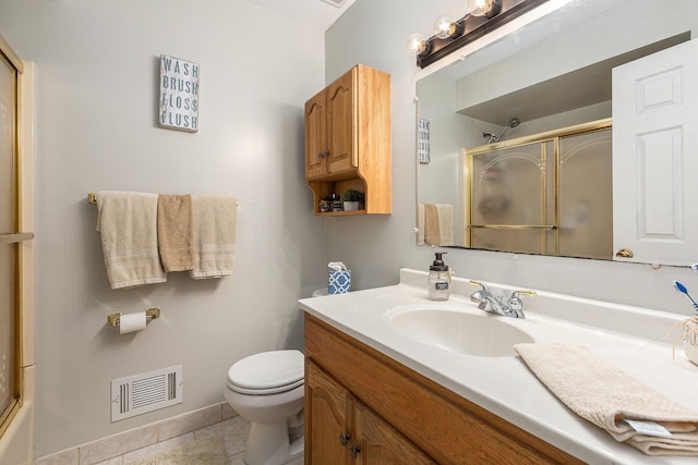 13195 Rainbow Dr, Gregory, MI 48137 - bathroom with a shower with door, tile patterned floors, vanity, and toilet