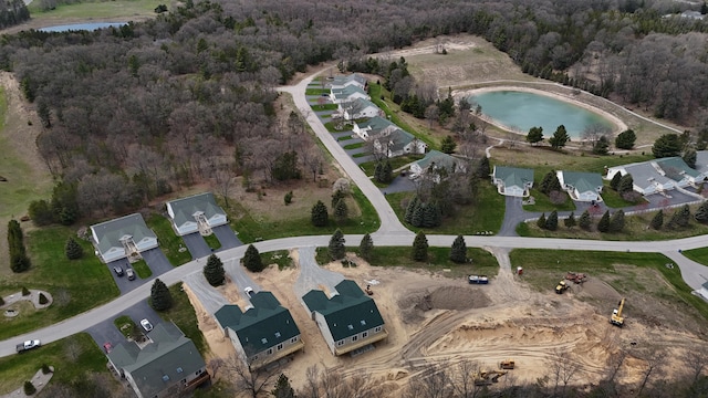 1972 Pine Ridge Dr, Manistee, MI 49660 - aerial overview of property's location with a forest and a large body of water
