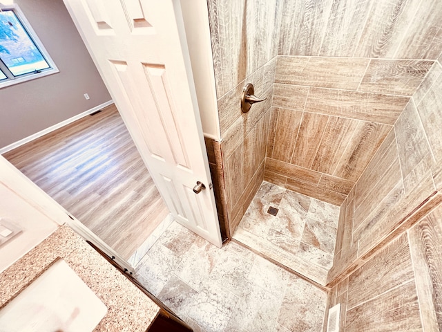bathroom view of a tile shower