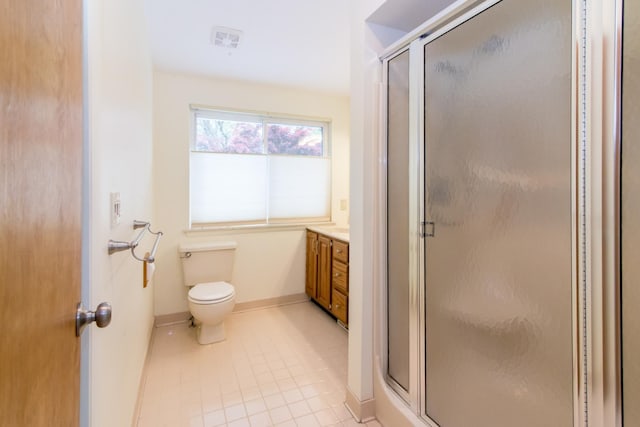 6279 Walker Ct, Troy, MI 48085 - full bathroom featuring baseboards, a stall shower, toilet, and tile patterned flooring