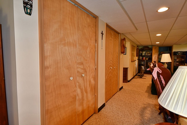 4930 Warrington Way, Gladwin, MI 48624 - hallway featuring light carpet and recessed lighting