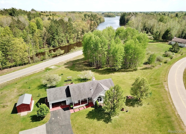 4930 Warrington Way, Gladwin, MI 48624 - view from above of property featuring a nearby body of water and a forest