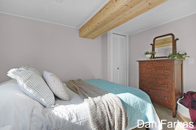 carpeted bedroom featuring a closet