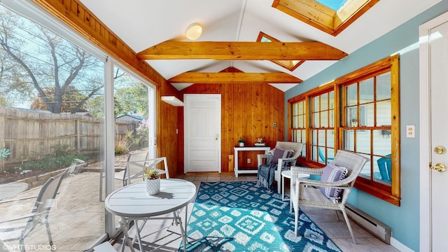 1200 Mohawk Ln, Saint Joseph, MI 49085 - sunroom / solarium featuring a baseboard heating unit and a skylight