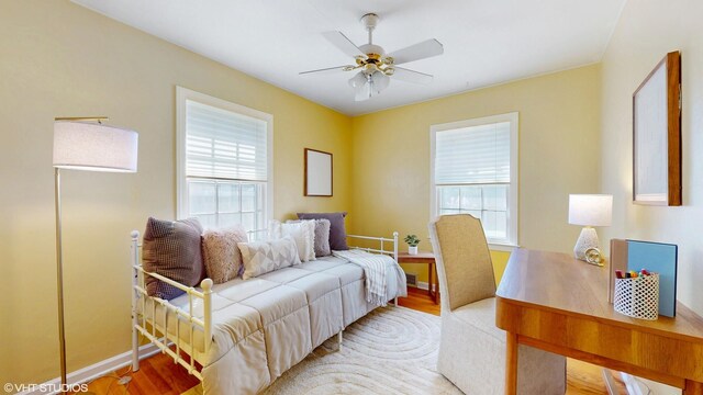 1200 Mohawk Ln, Saint Joseph, MI 49085 - bedroom featuring wood finished floors, baseboards, and a ceiling fan
