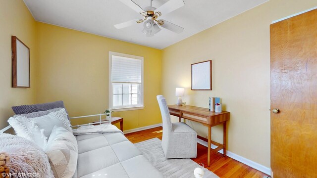 1200 Mohawk Ln, Saint Joseph, MI 49085 - office space featuring wood finished floors, baseboards, and ceiling fan