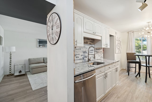 9601 Bayview Dr # 301, Ypsilanti, MI 48197 - kitchen with dishwasher, a sink, backsplash, light stone countertops, and baseboards