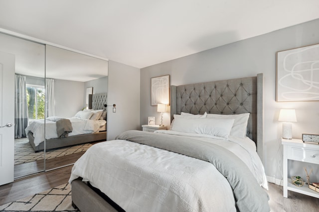 9601 Bayview Dr # 301, Ypsilanti, MI 48197 - bedroom featuring a closet and wood finished floors