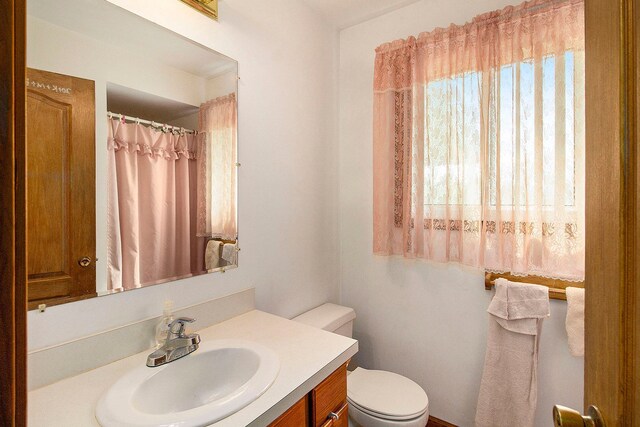 3480 S Vassar Rd, Burton, MI 48519 - full bathroom featuring toilet, vanity, and curtained shower