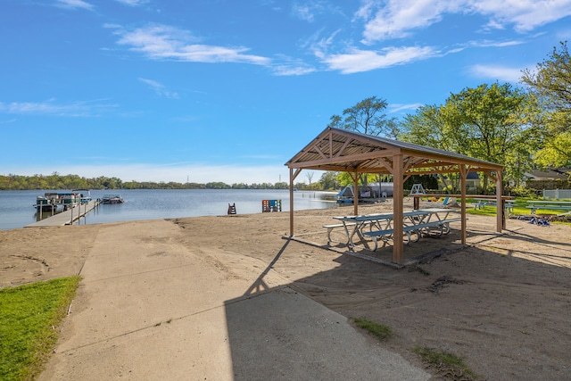 2015 Hazel Ave, Wixom, MI 48393 - view of property's community with a gazebo, a water view, and a dock