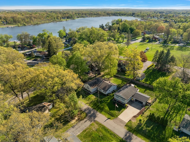 2015 Hazel Ave, Wixom, MI 48393 - drone / aerial view of a large body of water and a heavily wooded area