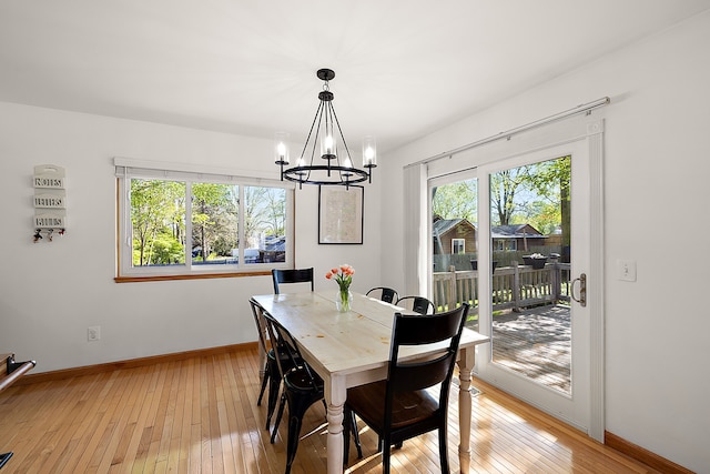 2015 Hazel Ave, Wixom, MI 48393 - dining space featuring a chandelier, light wood-style flooring, and baseboards
