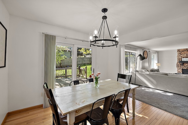 2015 Hazel Ave, Wixom, MI 48393 - dining area featuring a chandelier, light wood-type flooring, healthy amount of natural light, and baseboards