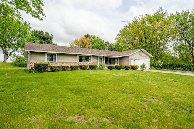 5575 Meadowbrook Rd, Eau Claire, MI 49111 - ranch-style house featuring a garage, concrete driveway, and a front yard