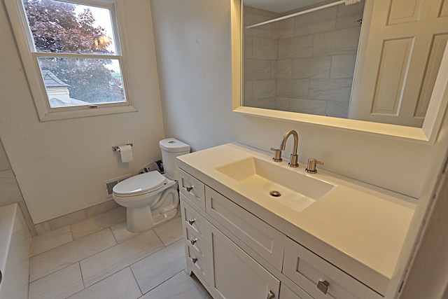 4003 Old Dominion Dr, West Bloomfield, MI 48323 - full bathroom with toilet, vanity, a shower, and tile patterned flooring