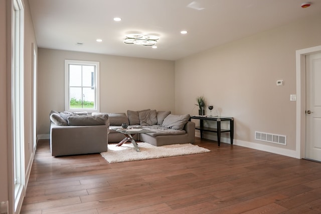 278 W Saint Clair St, Romeo, MI 48065 - living room featuring hardwood / wood-style flooring, recessed lighting, and baseboards