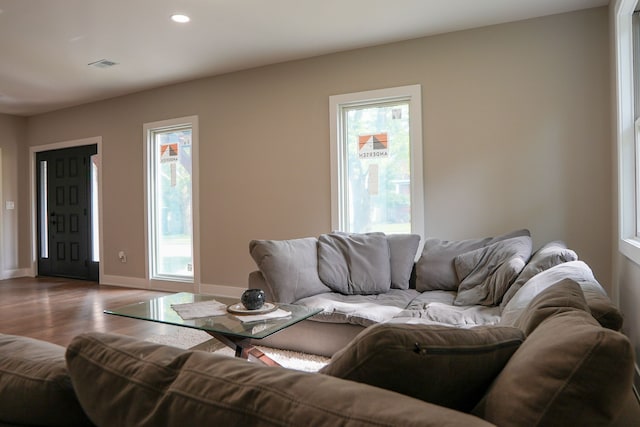 278 W Saint Clair St, Romeo, MI 48065 - living area featuring wood finished floors, baseboards, and recessed lighting