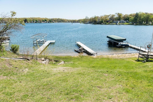 dock area featuring a water view