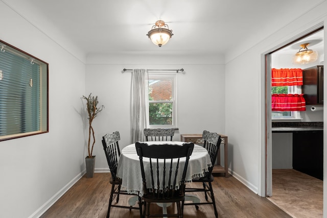 dining room with wood finished floors and baseboards