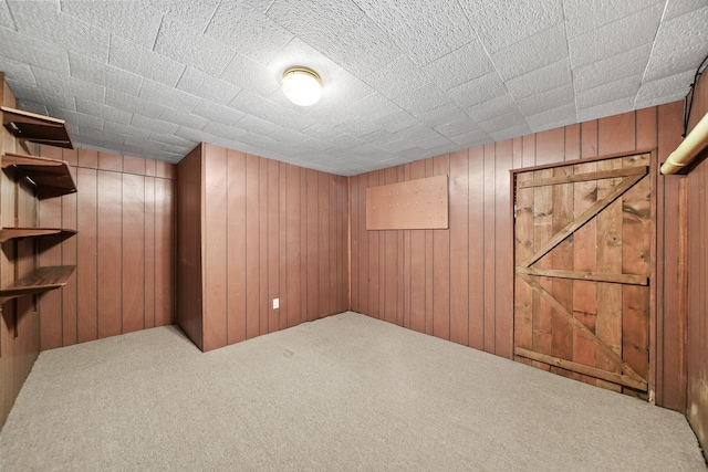 216 Wickenham Dr, Spring Arbor, MI 49283 - below grade area with carpet flooring and wood walls