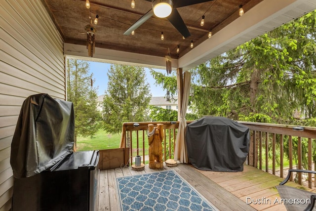 8485 E Center Park Dr SW Unit 18, Byron Center, MI 49315 - deck featuring grilling area and a ceiling fan