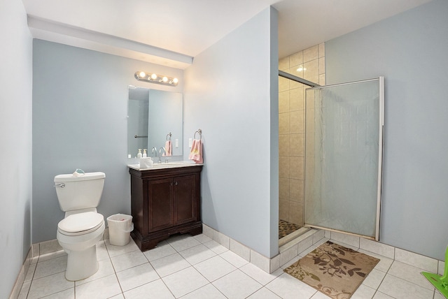55796 Caesars Dr, Shelby Twp, MI 48315 - full bath with a shower stall, toilet, tile patterned flooring, vanity, and baseboards