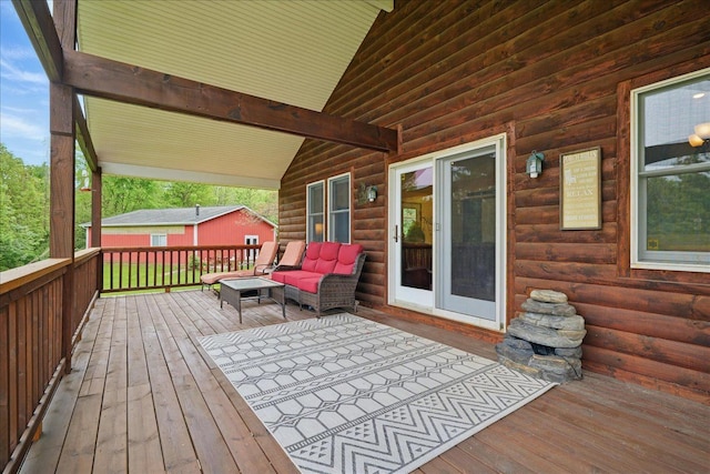 deck featuring an outdoor living space