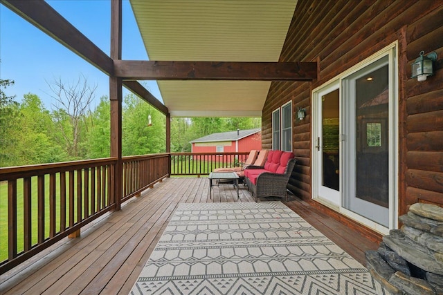 deck featuring an outdoor living space