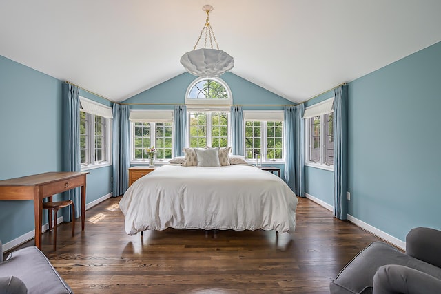 2124 Brockman Blvd, Ann Arbor, MI 48104 - bedroom featuring lofted ceiling, baseboards, and wood finished floors